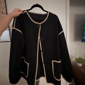 Black Light Jacket with White Trim